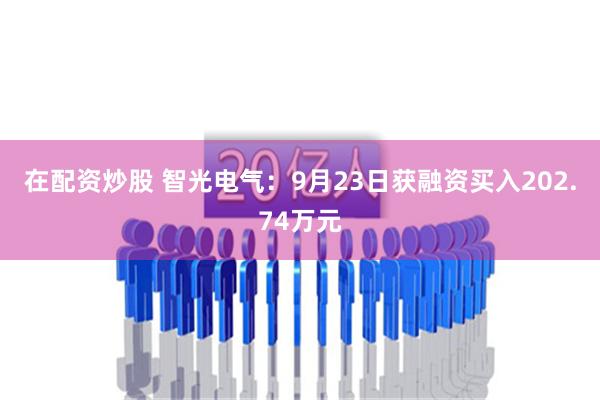 在配资炒股 智光电气：9月23日获融资买入202.74万元